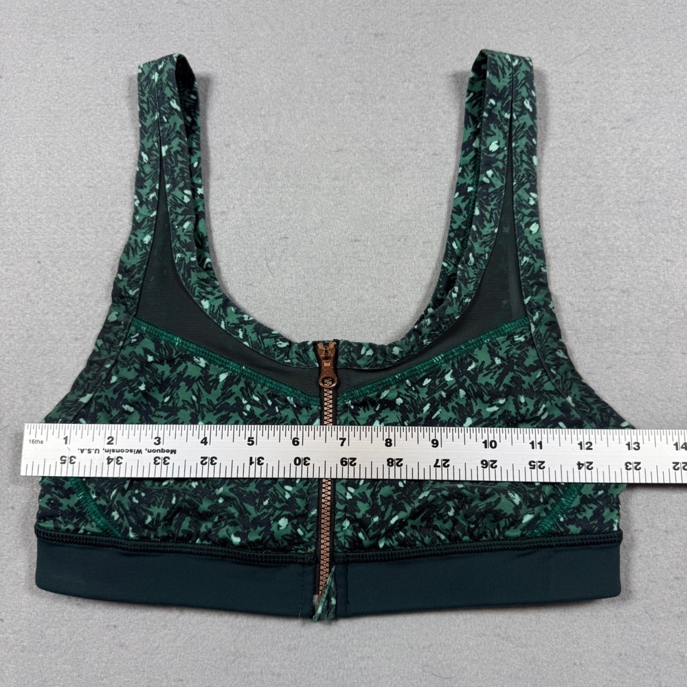 Lululemon Front Zip Sports Bra Green Abstract Camo Print Size 4 - Picture 5 of 7